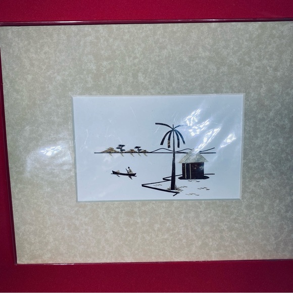 African Canoe and Hut Art Print with Cream Mat Framed Art - Picture 8 of 8